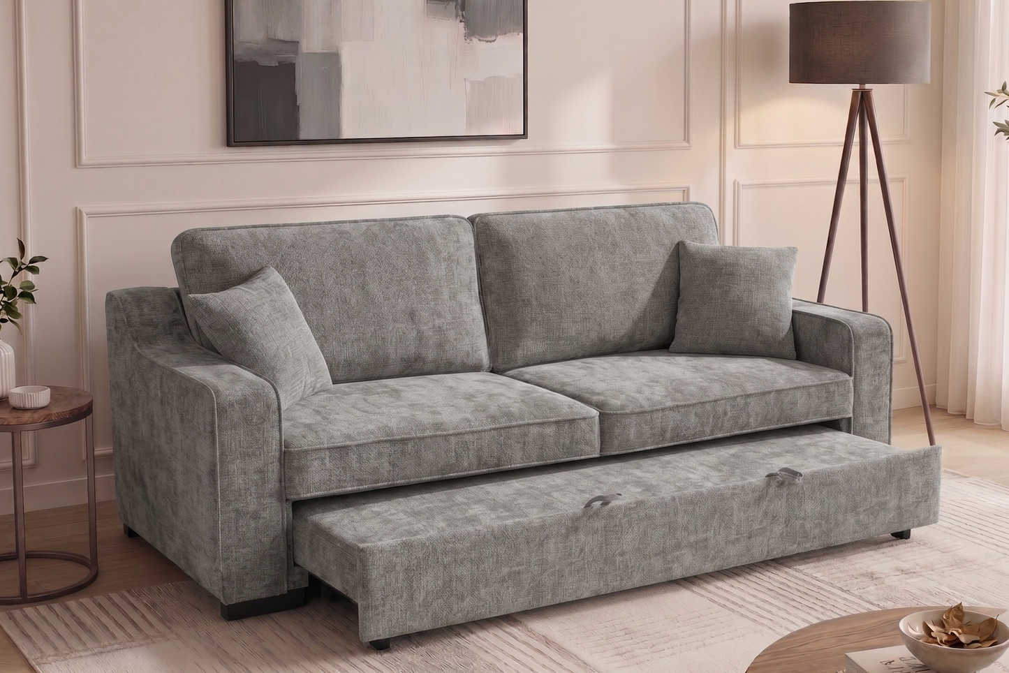 Nathan Grey Chenille Fabric 3 Seater Sofabed
