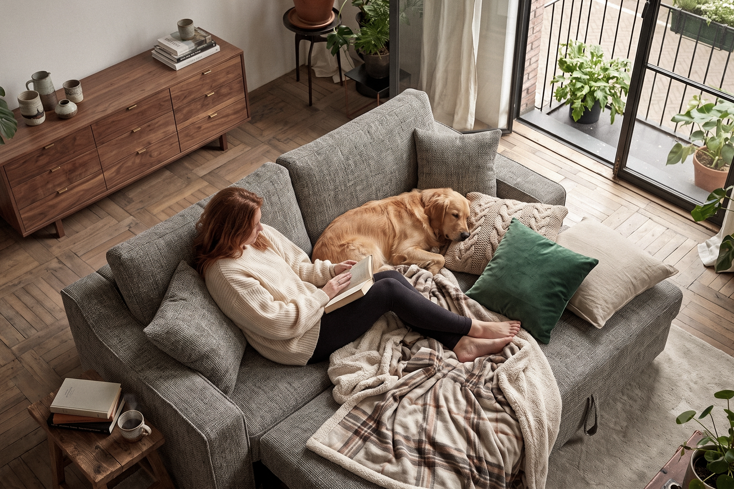 Nathan Grey Chenille Fabric 3 Seater Sofabed