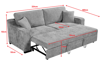 Nathan Grey Chenille Fabric 3 Seater Sofabed