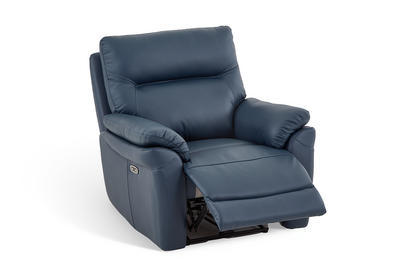 Cinecitta 1 Seater Electric Recliner Chair - Navy Blue Leather - Image 3