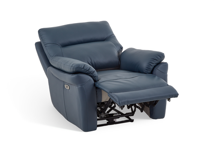 Cinecitta 1 Seater Electric Recliner Chair - Navy Blue Leather - Image 4