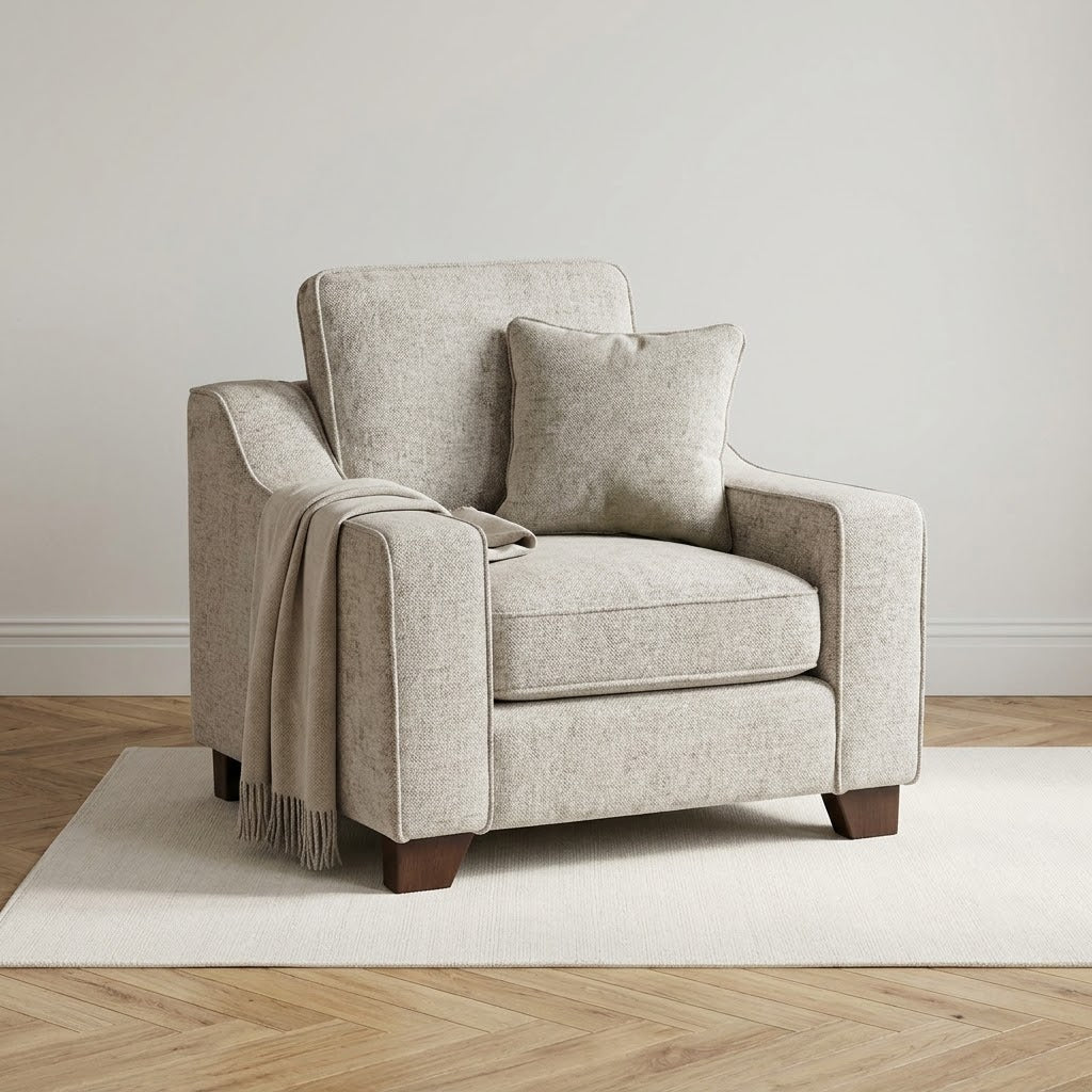 Nebraska Sofa Armchair in a styled living room