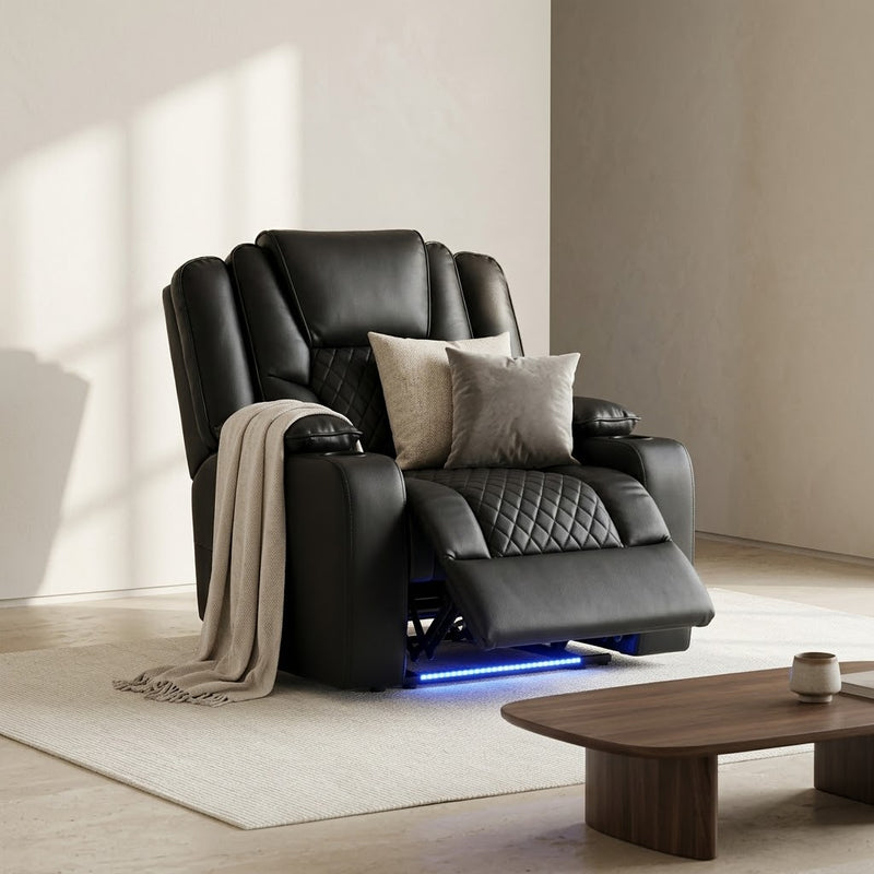 Orlando Electric Recliner Leather Armchair - Black