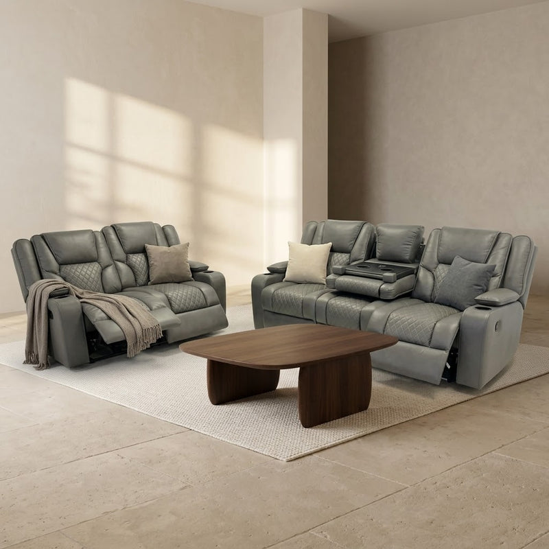 Orlando 3+2 Electric Recliner Leather Sofa - Grey