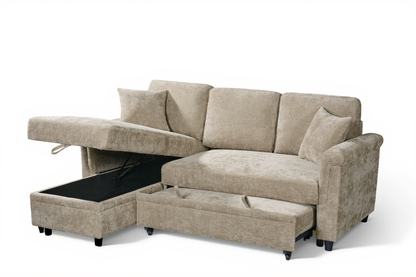 Oscar Beige storage corner sofa bed – opposite view view