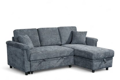 Oscar Blue storage corner sofa bed – right hand view