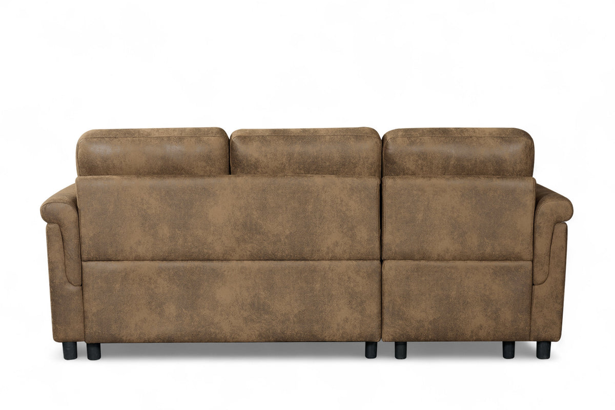 Oscar sofa bed reference – Faux Leather Suede Brown 1C2 Corner Sofabed with Chaise OSCAR Back