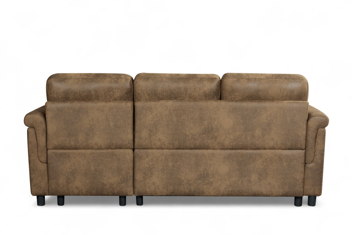 Oscar sofa bed reference – Faux Leather Suede Brown 2C1 Corner Sofabed with Chaise OSCAR Back