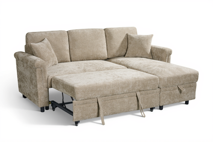 Oscar sofa bed reference – Textured Chenille Beige Oscar Sofabed 2c1 frontangle3