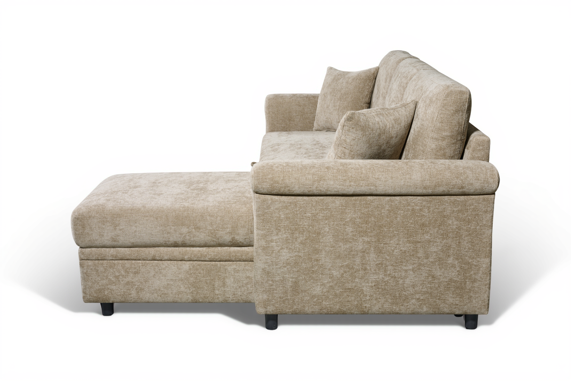 Oscar sofa bed reference – Textured Chenille Beige Oscar Sofabed 2c1 side