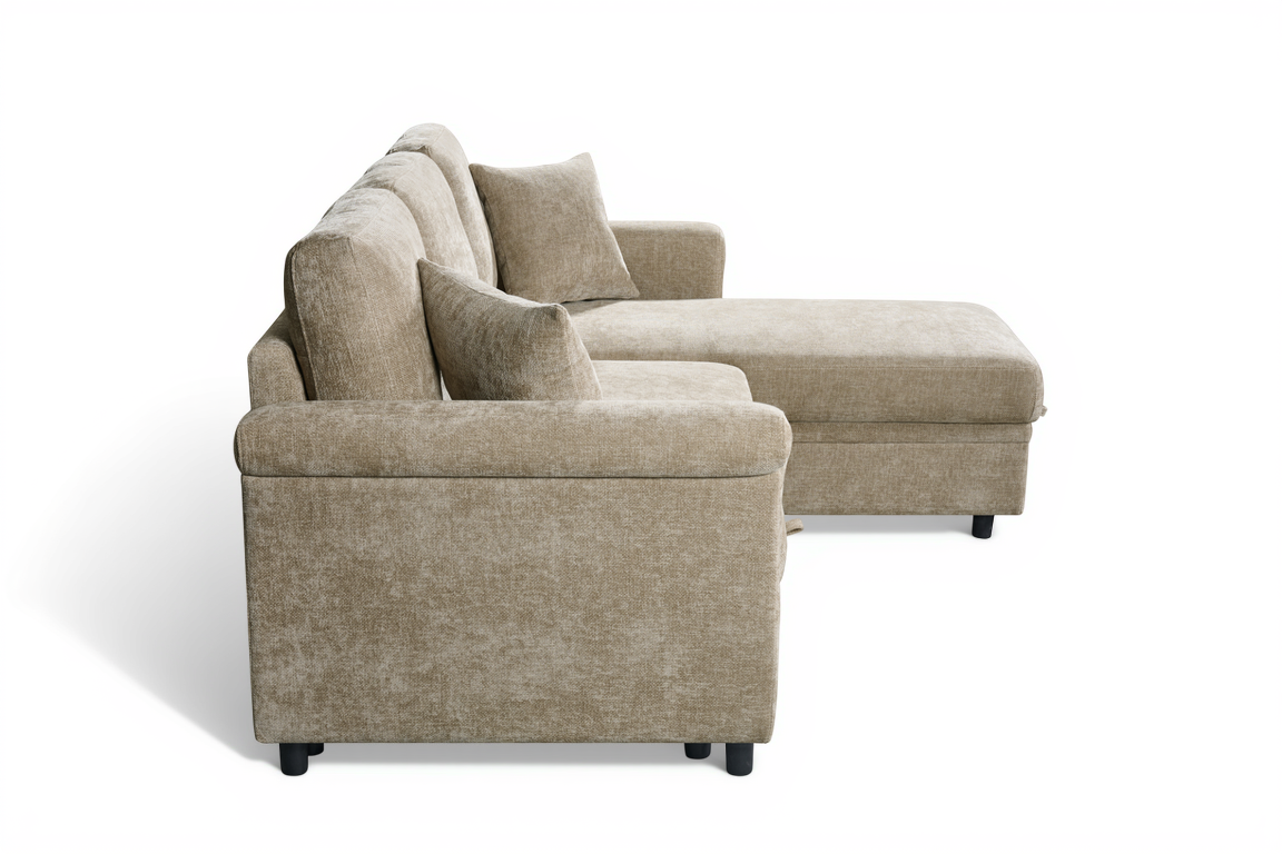 Oscar sofa bed reference – Textured Chenille Beige Oscar Sofabed 2c1 side2