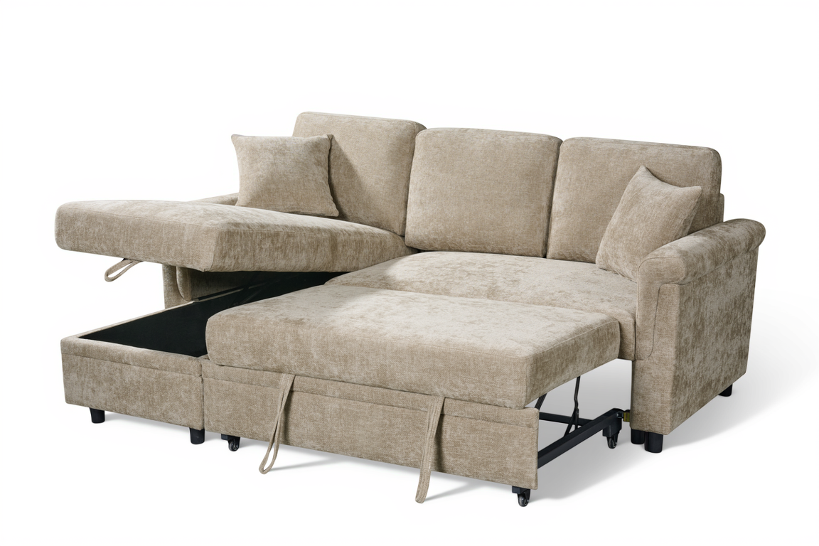 Oscar sofa bed reference – Woven Chenille Beige Oscar Sofabed 1c2 frontangle2