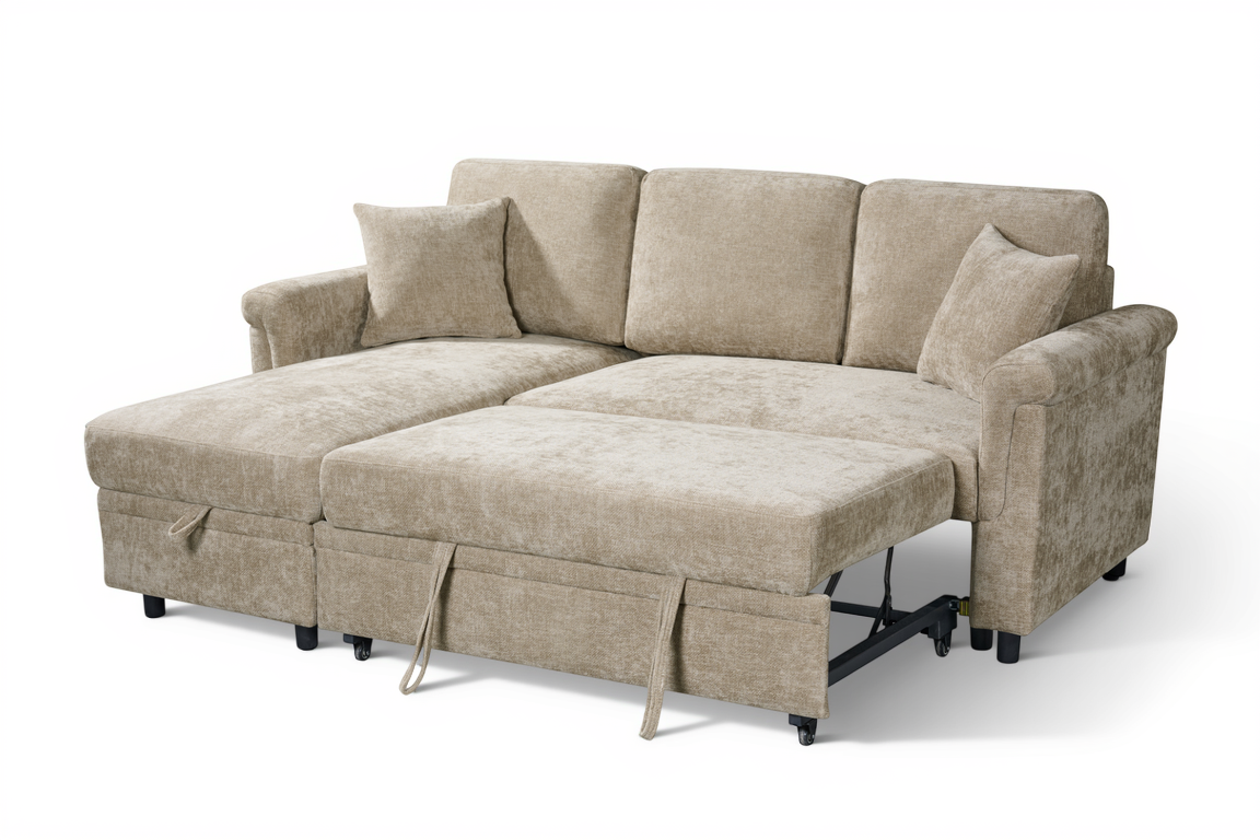 Oscar sofa bed reference – Woven Chenille Beige Oscar Sofabed 1c2 frontangle3
