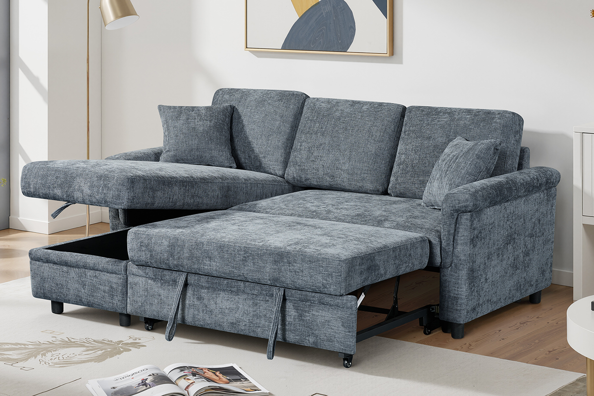 Oscar sofa bed reference – Woven Chenille Blue 1C2 Corner Sofabed with Chaise and Storage OSCAR Background