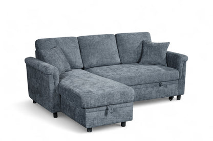 Oscar sofa bed reference – Woven Chenille Blue 1C2 Corner Sofabed with Chaise and Storage OSCAR Chaise Angle