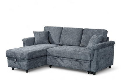 Oscar sofa bed reference – Woven Chenille Blue 1C2 Corner Sofabed with Chaise and Storage OSCAR Front