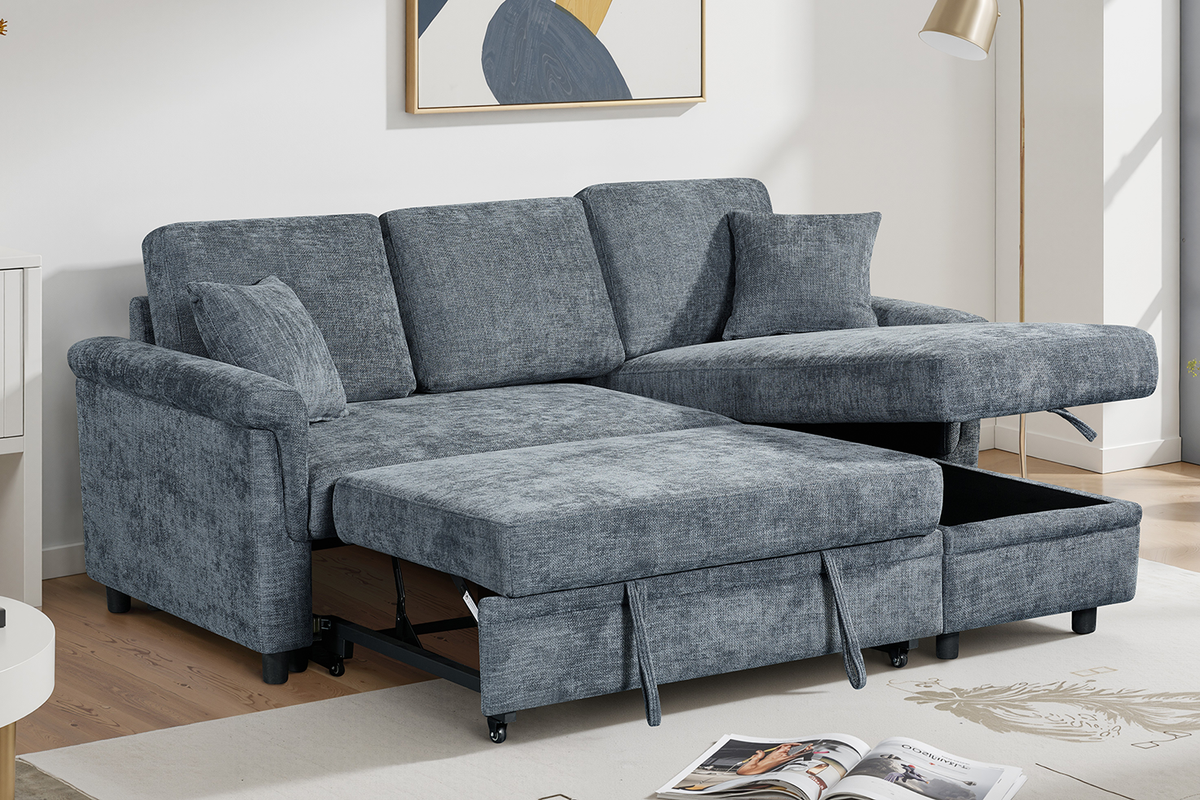 Oscar sofa bed reference – Woven Chenille Blue 2C1 Corner Sofabed with Chaise and Storage OSCAR Background