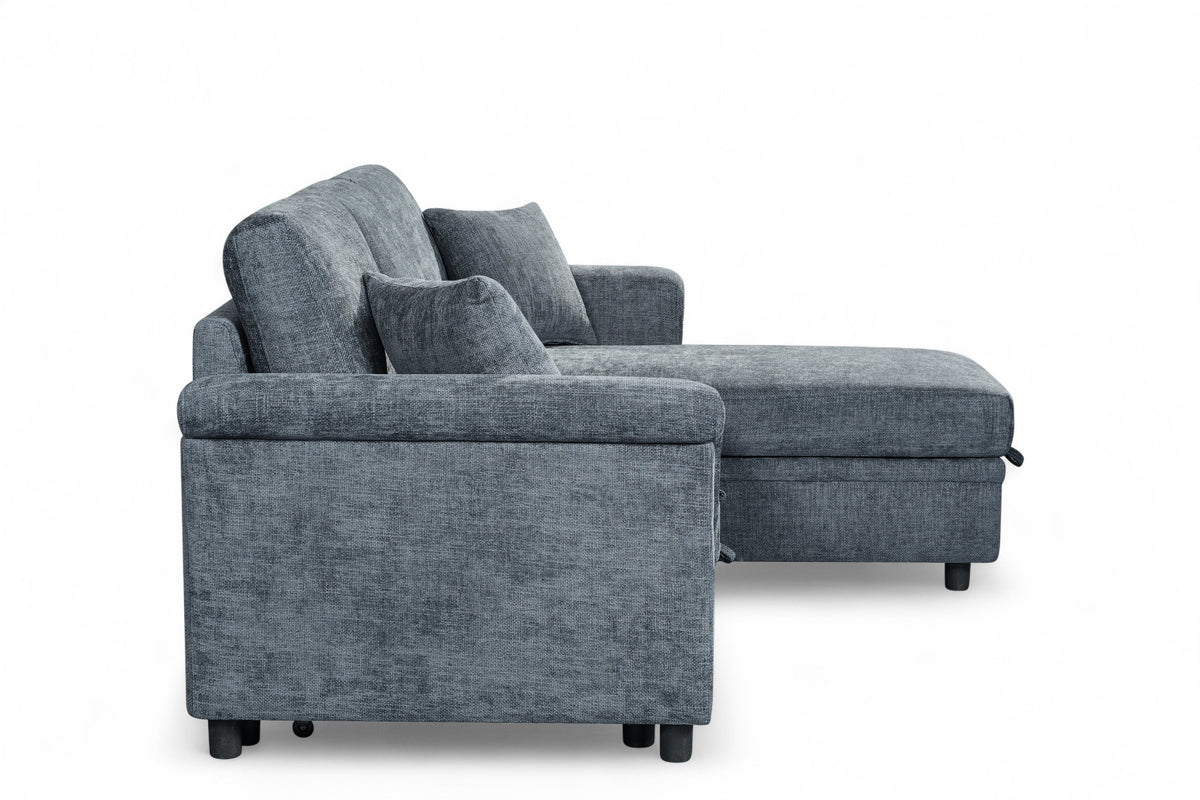 Oscar sofa bed reference – Woven Chenille Blue 2C1 Corner Sofabed with Chaise and Storage OSCAR Side
