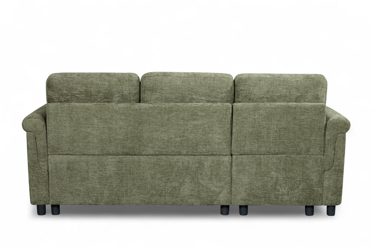 Oscar sofa bed reference – Woven Chenille Green 1C2 Corner Sofabed with Chaise and Storage OSCAR Back