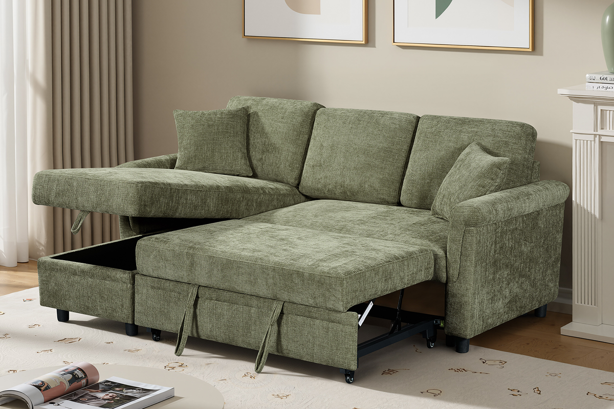 Oscar sofa bed reference – Woven Chenille Green 1C2 Corner Sofabed with Chaise and Storage OSCAR Background