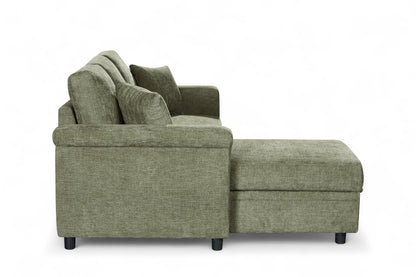 Oscar sofa bed reference – Woven Chenille Green 1C2 Corner Sofabed with Chaise and Storage OSCAR Side 2