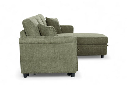 Oscar sofa bed reference – Woven Chenille Green 2C1 Corner Sofabed with Chaise and Storage OSCAR Side