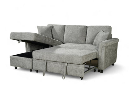 Oscar sofa bed reference – Woven Chenille Grey 1C2 Corner Sofabed with Chaise and Storage OSCAR Angle Bed Storage Open