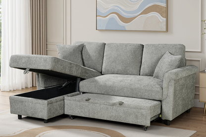 Oscar sofa bed reference – Woven Chenille Grey 1C2 Corner Sofabed with Chaise and Storage OSCAR Background