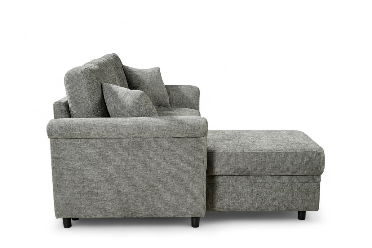 Oscar sofa bed reference – Woven Chenille Grey 1C2 Corner Sofabed with Chaise and Storage OSCAR Side 2