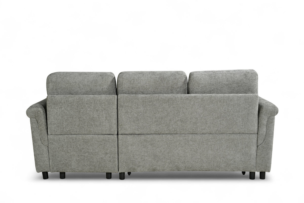 Oscar sofa bed reference – Woven Chenille Grey 2C1 Corner Sofabed with Chaise and Storage OSCAR Back