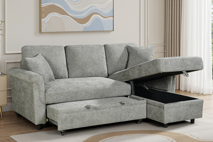 Oscar sofa bed reference – Woven Chenille Grey 2C1 Corner Sofabed with Chaise and Storage OSCAR Background