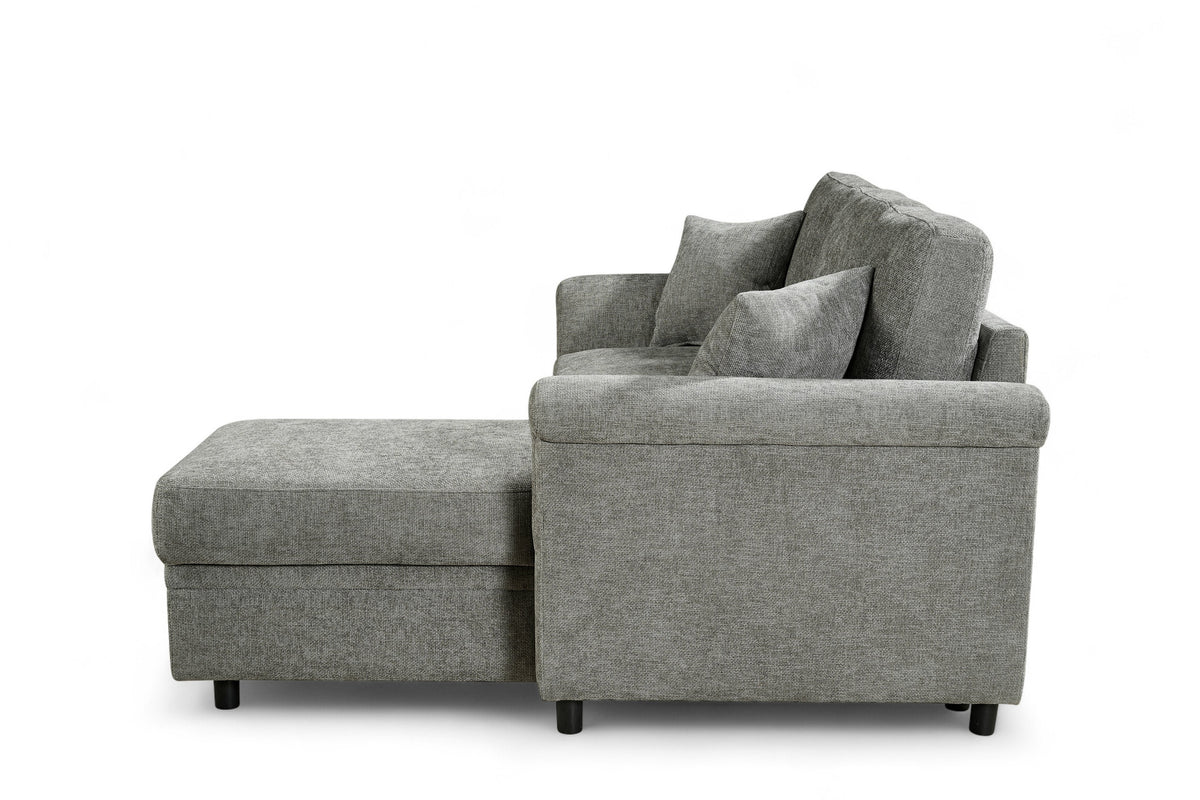 Oscar sofa bed reference – Woven Chenille Grey 2C1 Corner Sofabed with Chaise and Storage OSCAR Side 2