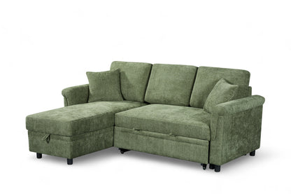 Oscar Green storage corner sofa bed – left hand view