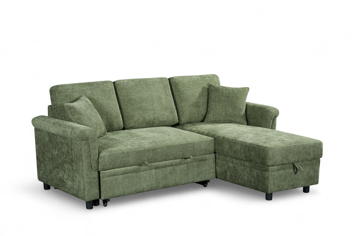 Oscar Green storage corner sofa bed – right hand view