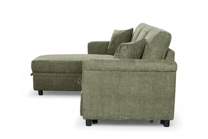 Oscar Green storage corner sofa bed – side view