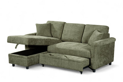 Oscar Green storage corner sofa bed – storage view
