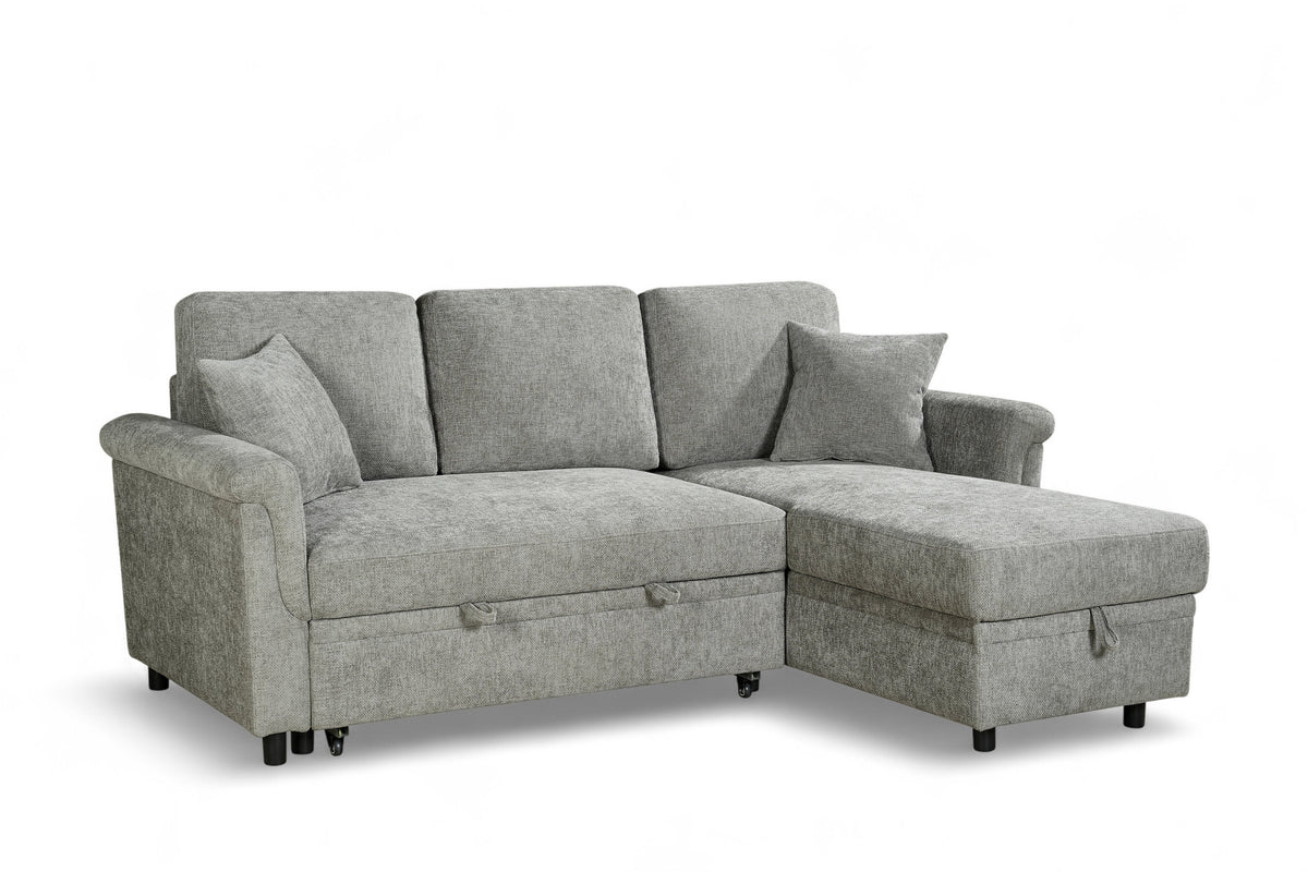 Oscar Grey storage corner sofa bed – right hand view