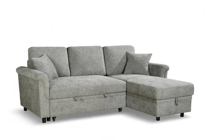 Oscar Grey storage corner sofa bed – right hand view