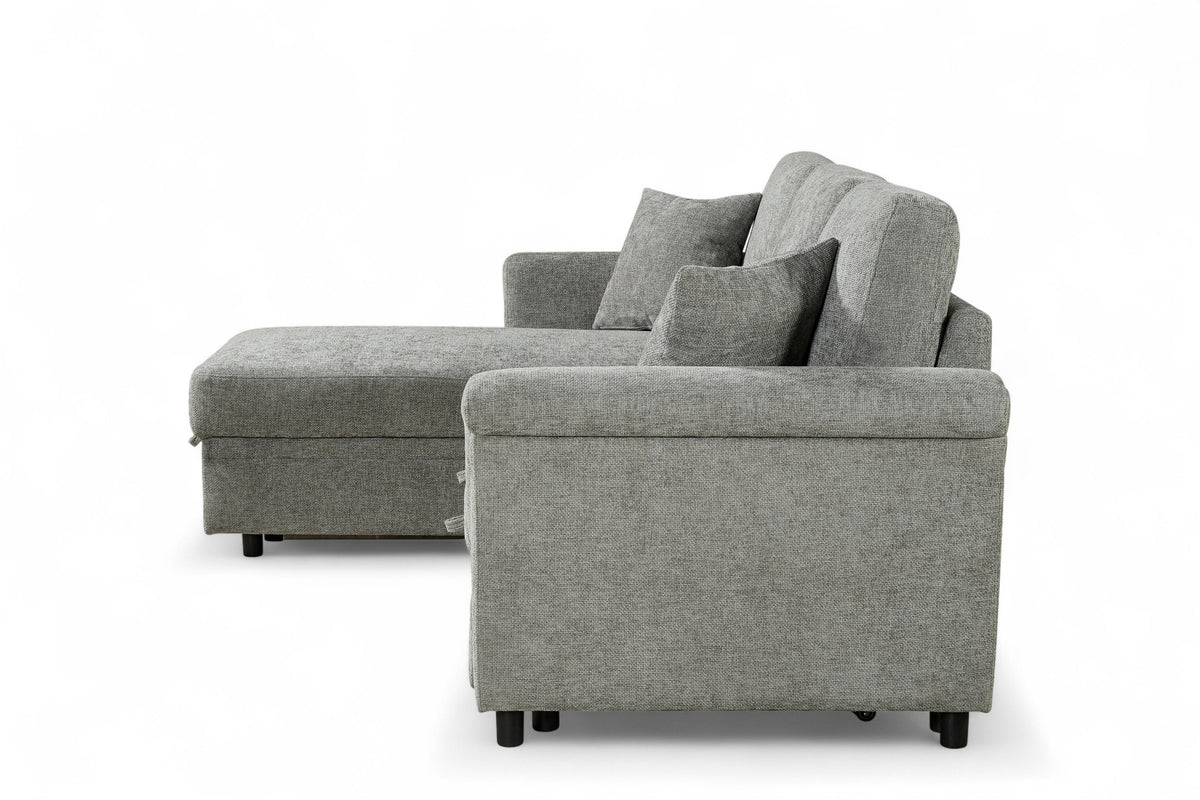 Oscar Grey storage corner sofa bed – side view