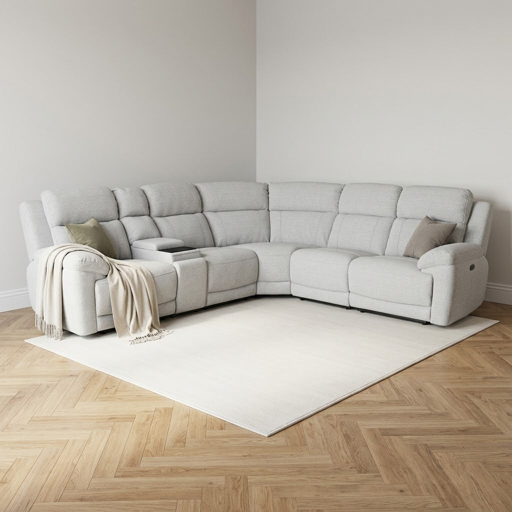 Owen Electric Recliner Modular Corner Sofa - Beige — main lifestyle image