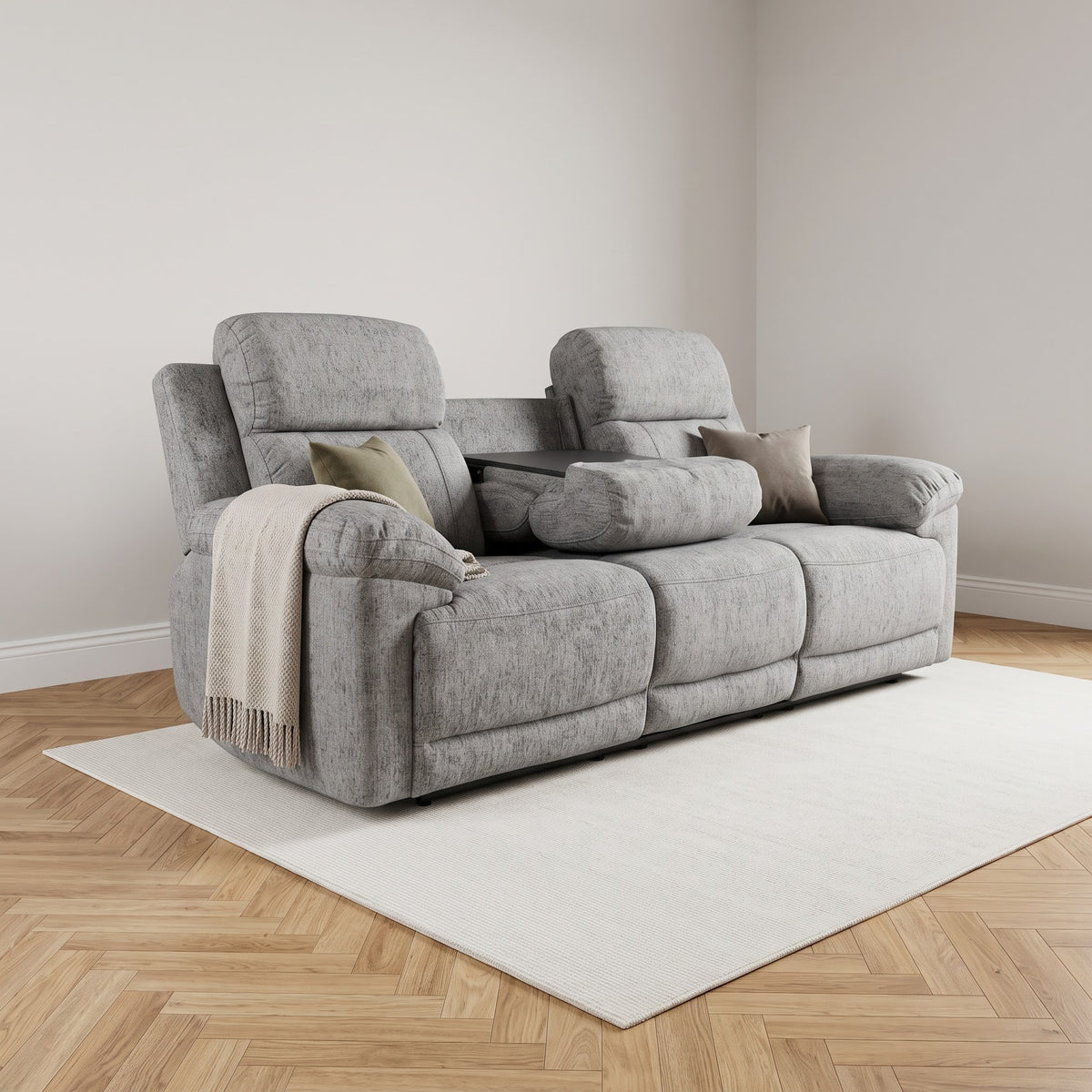 Owen Electric Recliner Sofa 3 Seater - Grey — main lifestyle image