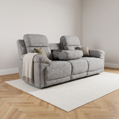 Owen Electric Recliner Sofa 3 Seater - Grey — main lifestyle image