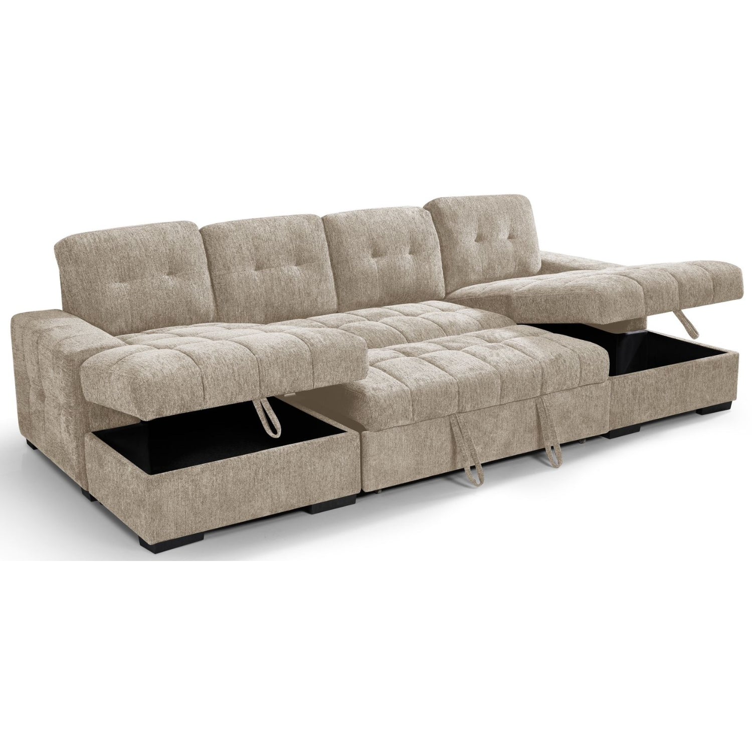 Palermo U Shape Storage Sofa Bed - Beige