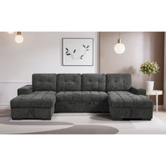 Palermo U Shape Storage Sofa Bed - Grey