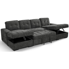 Palermo U Shape Storage Sofa Bed - Grey
