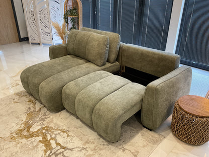 Portland Universal Storage Sofa Bed - Green — chaise storage open
