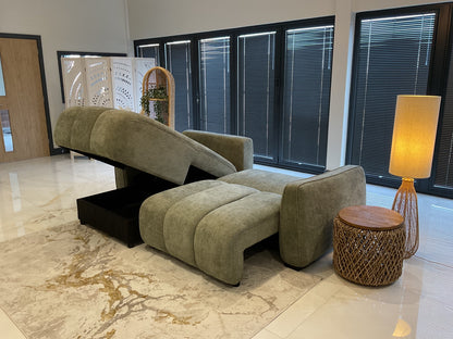 Portland Universal Storage Sofa Bed - Green — seat storage open
