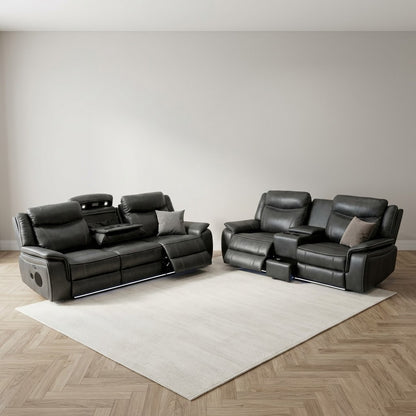 Prada Leather Recliner Sofa 3+2 Seater - Grey — main lifestyle image