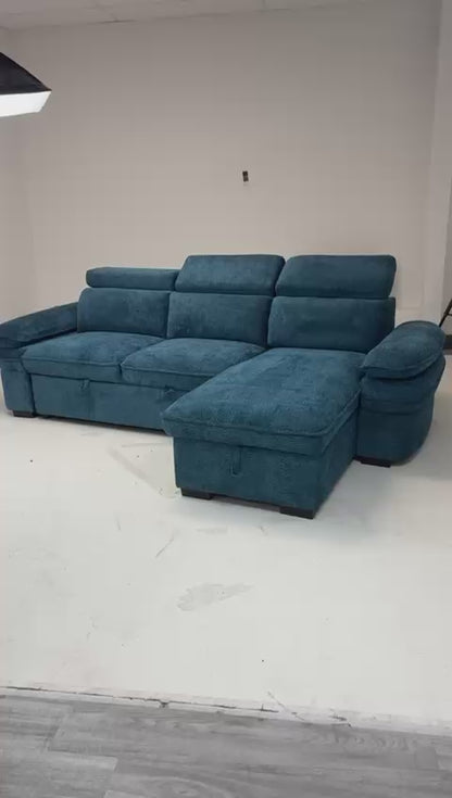Hudson Universal Corner Sofa Bed - Blue