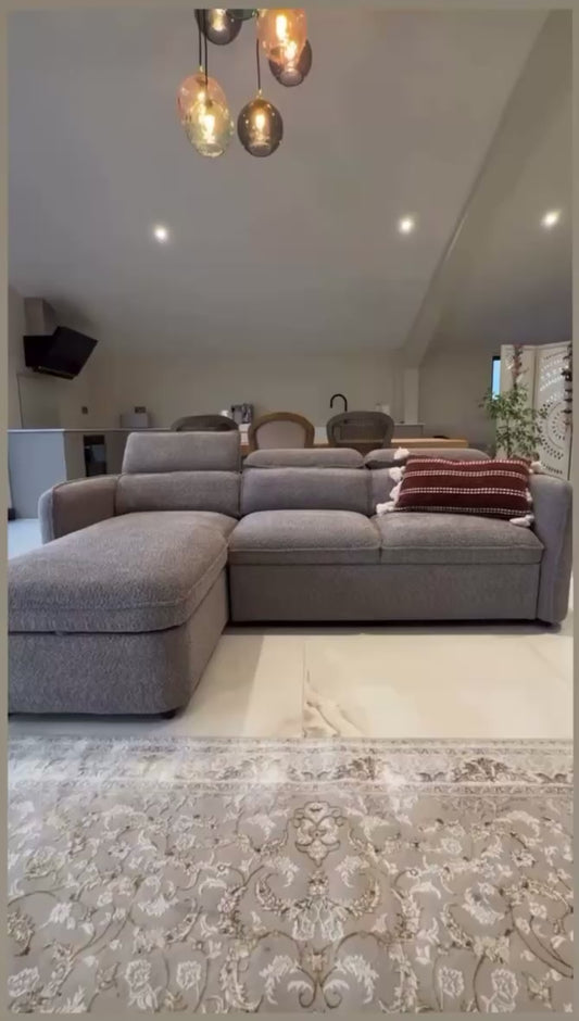 Capri Corner Sofa Bed With Storage – Grey – Universal Chaise – Pull Out Bed